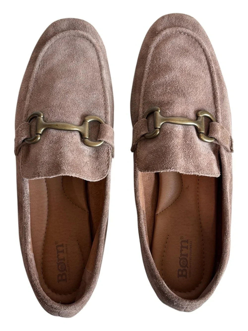 Born KHELD24 LEYLA Tan Taupe Soft Suede Horsebit Leather Loafers Women’s size 11